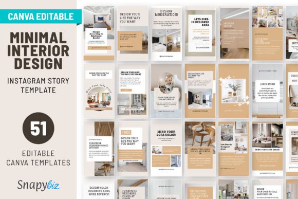 51 Minimal Interior Design IG Canva Story Templates