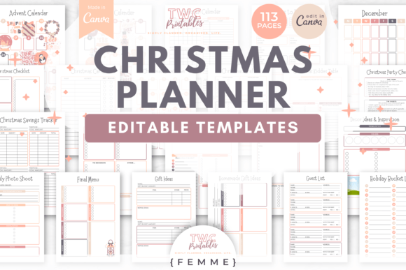 Christmas Planner Canva Templates /FEMME