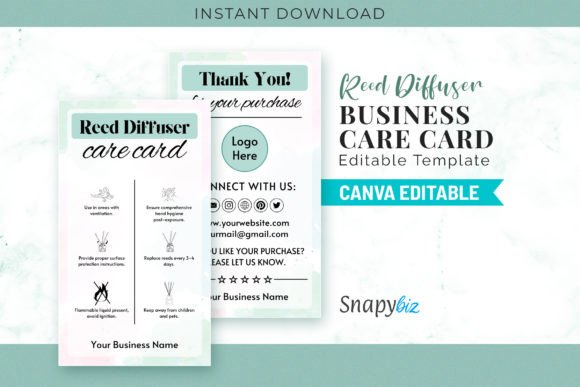 Elevate Your Brand with Reed Diffuser Care Card Canva Templates