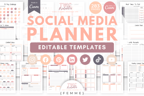 Social Media Planner Canva Templates for Organized Growth