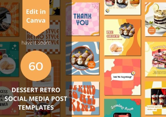Sweeten Your Strategy with 60 Dessert Retro Social Media Templates
